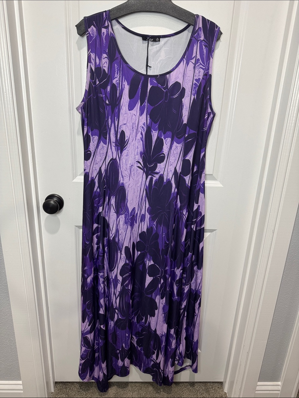 Lily Purple Floral Scoop-Neck Maxi Dress